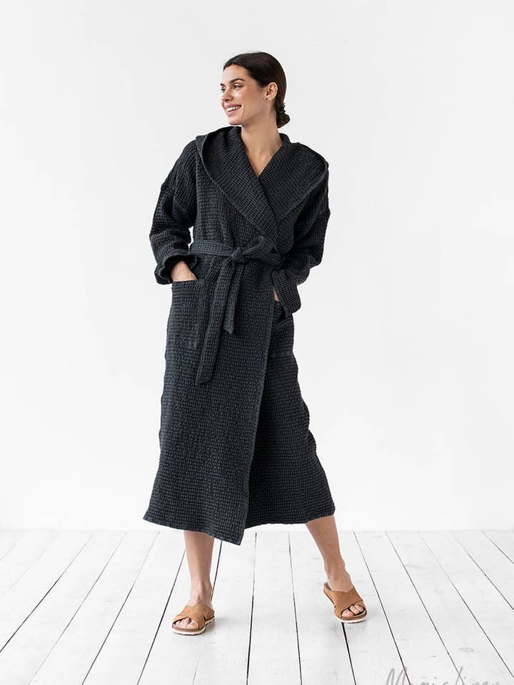 MagicLinen (We handle U.S. import procedures for you) - Wholesale Robe – Women's - Womens waffle linen robe in various colors1