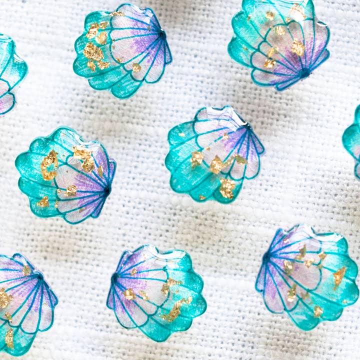 Poptone Co. - Wholesale Stud/post earrings - Mermaid Shell Stud Earrings with Gold Leaf2