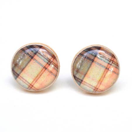 Fall Plaid Stud Earrings for wholesale by Starlight Woods