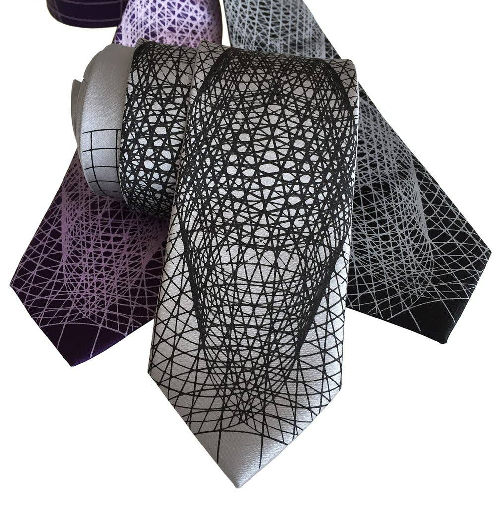 Cyberoptix Tie Lab - Wholesale Necktie - Men's - Wormhole Necktie. Geometric Op Art Print Tie2