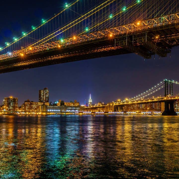 52'' x 30'' New York Manhattan at Night Wall Art for wholesale by HolyCowCanvas