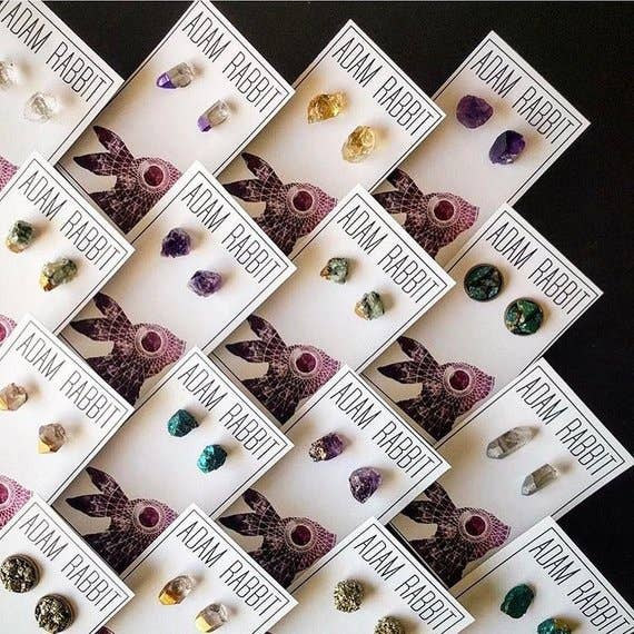 Adam Rabbit - Wholesale Stud/Post Earrings - Raw Quartz Point Earrings3