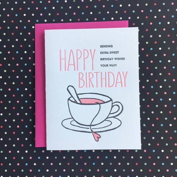 Lucky Bee Press - Wholesale Birthday Card - Happy Birthday Sweet Tea - letterpress card