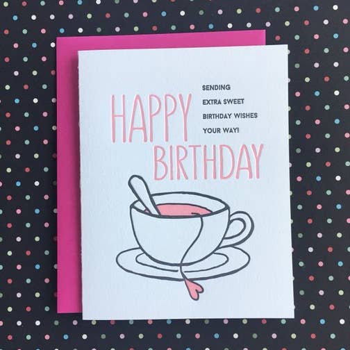 Lucky Bee Press - Wholesale Birthday Card - Happy Birthday Sweet Tea - letterpress card
