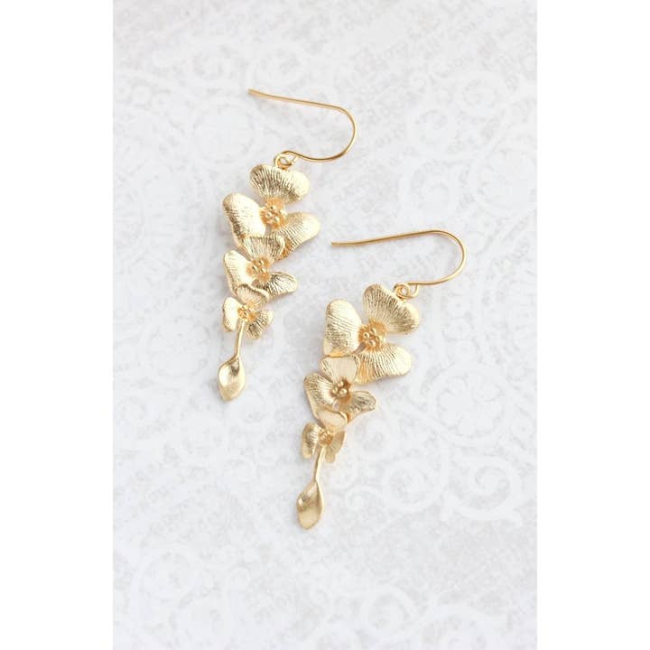 A Pocket of Posies - Wholesale Dangle Earrings - Orchid Dangle Earrings - Gold and Silver1