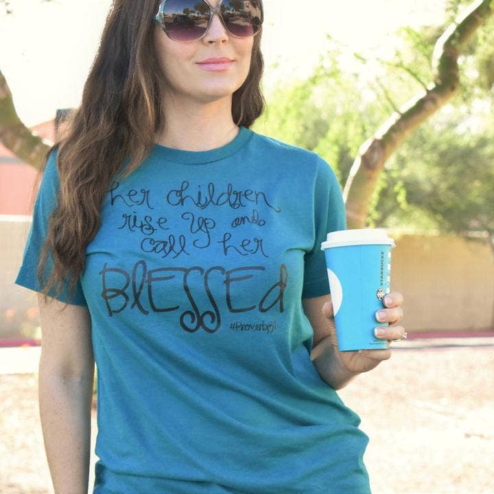 Teal Blessed Tee for wholesale by A Quiver Full