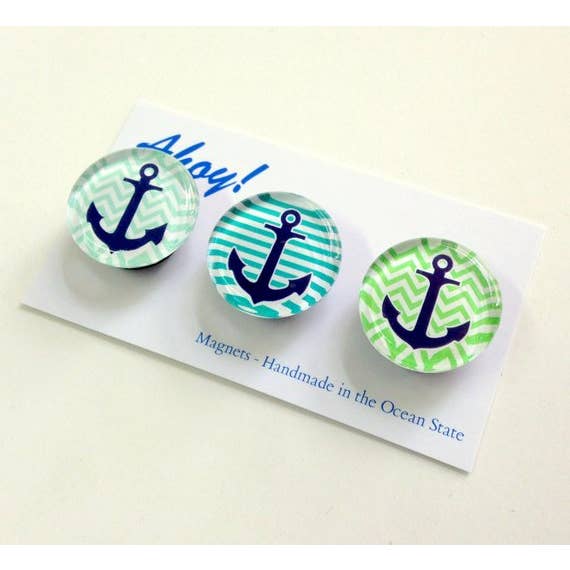 Tanner Glass - Wholesale Magnet - Magnet - Ahoy - 1" - set of 3