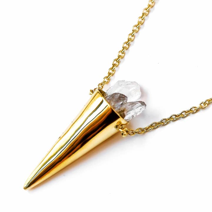 Messing Kegel Kristall Quarz Charm Anhänger Halskette für den Großhandel von Bisjoux