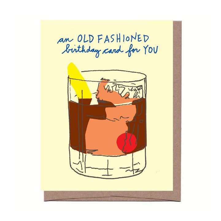Old Fashioned Birthday Greeting Card for wholesale by La Familia Green