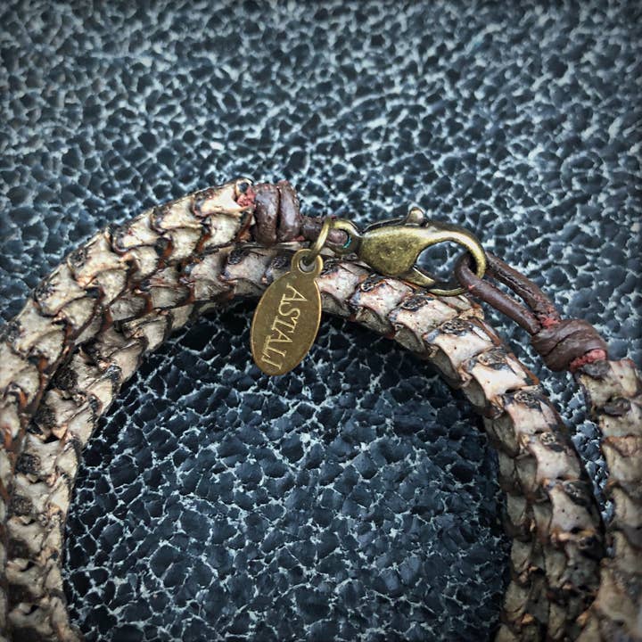 ASTALI - Wholesale Woven/Braided Bracelet - Snake Vertebrae Triple Wrap Bracelet, African Snake Bones7