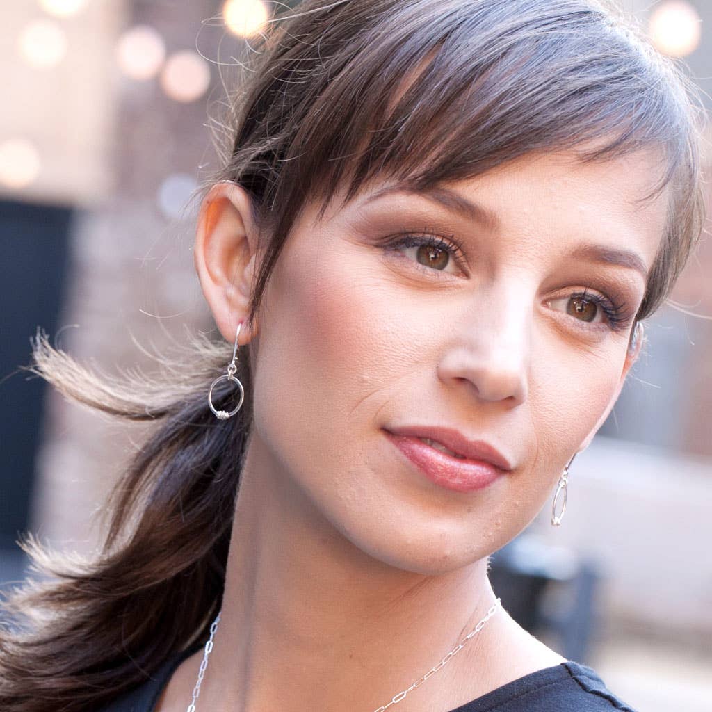 Freshie & Zero - Wholesale Dangle Earrings - Wire Wrapped Circle Dainty Drop Earrings, STITCH1