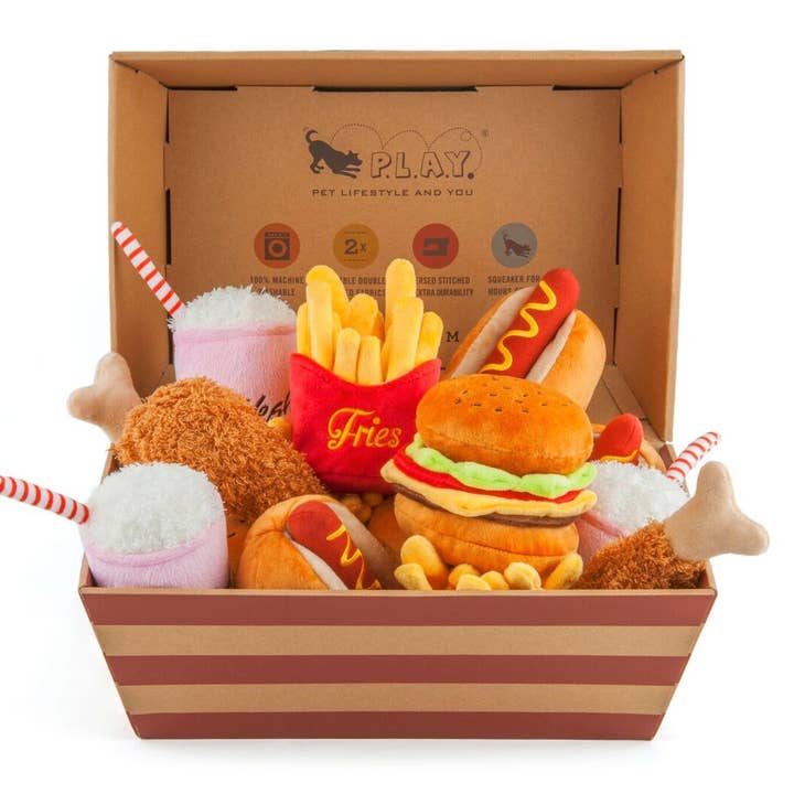 P.L.A.Y. Pet Lifestyle and You - Wholesale Pet Plush Toy - Dog - American Classic Toy Set (15 pc in Display Box)