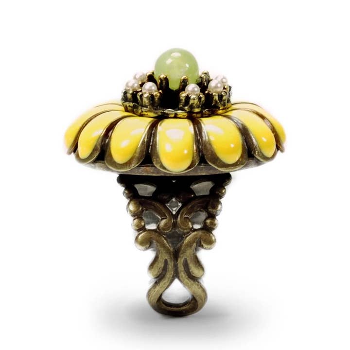 Sweet Romance Jewelry – wholesale Cocktail/Statement Ring – Gul Ringblomma Blomma Ring