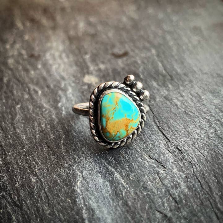 Raegan Hough Metalsmith - Wholesale Cocktail/Statement Ring - Cactus Blossom American Turquoise Ring