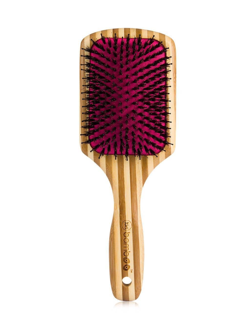 Tiri Pro - Wholesale Hair Brush/Comb - Bamboo XL Detangling Paddle Brush with Boar Bristles - Pink4