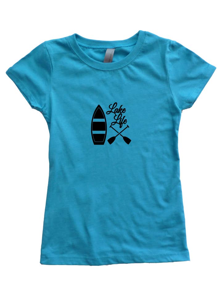 Groenblauw met Black Lake Life meisjesshirt voor wholesale door Outdoorable Apparel