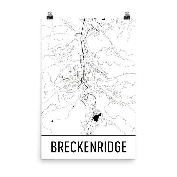 Modern Map Art - Wholesale Poster - Breckenridge Street Map Poster 12" x 18"0