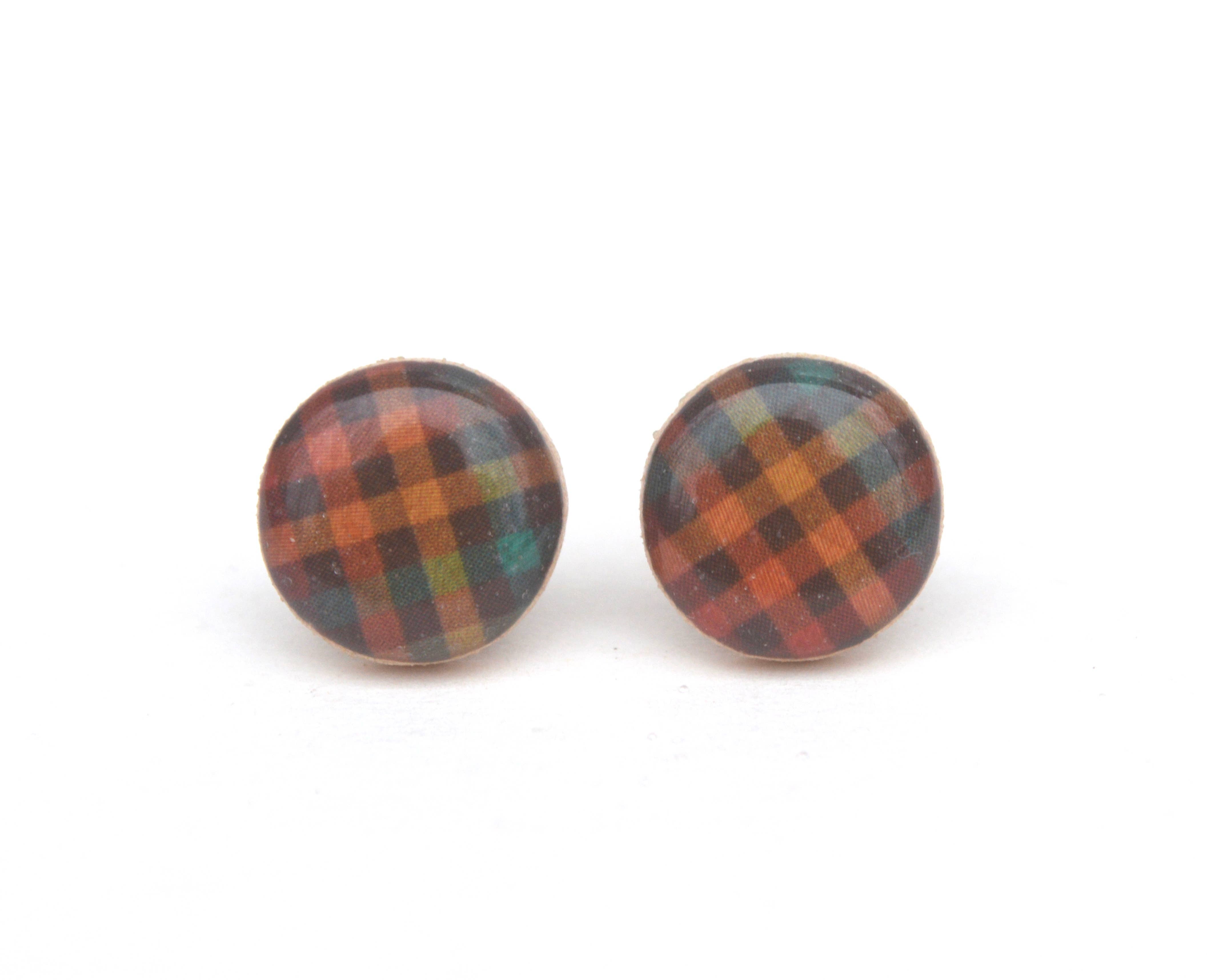 Starlight Woods - Vendita all'ingrosso Orecchini a bottone - Everyday - Orecchini a perno a forma di tartan0