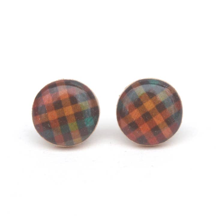 Everyday Plaid Stud Earrings with titanium posts for wholesale by Starlight Woods