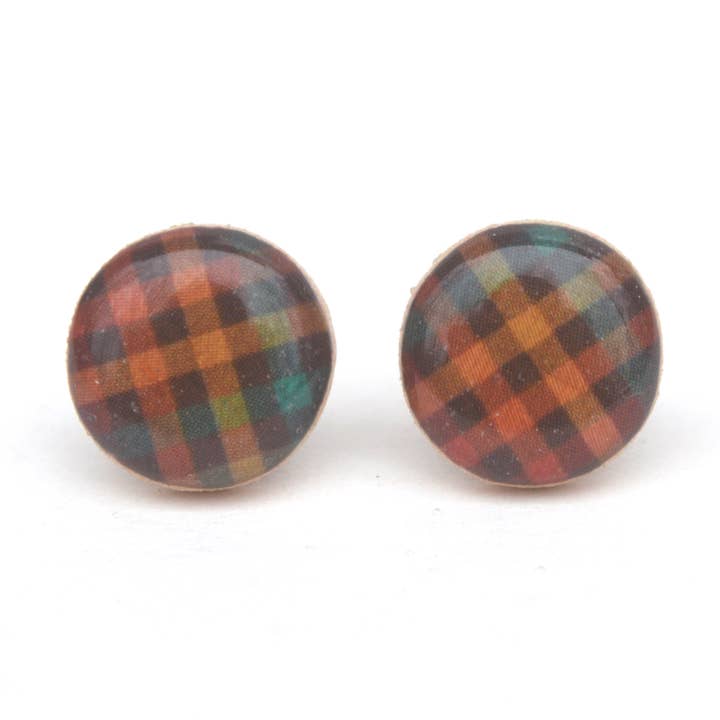 Starlight Woods - Wholesale Stud/Post Earrings - Everyday Plaid Stud Earrings with titanium posts