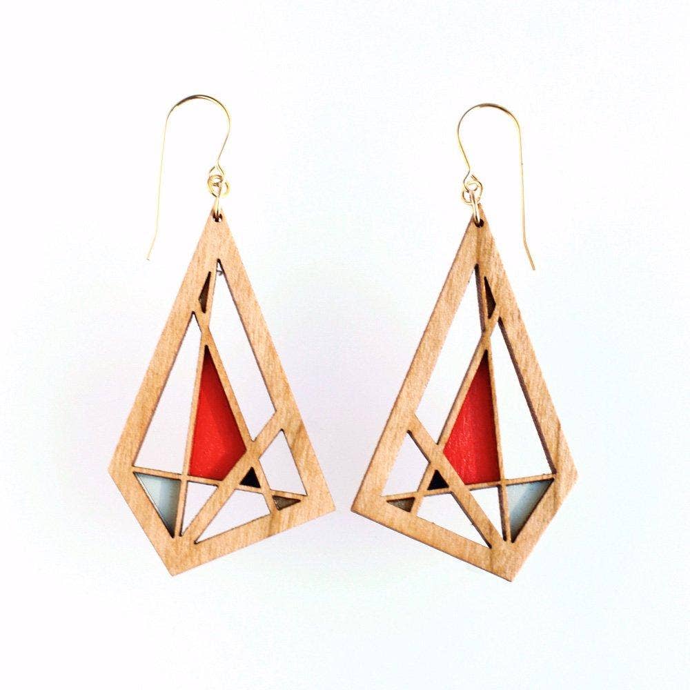 Bird of Virtue - Wholesale Dangle Earrings - Abstract Diamond Earrings · Geometric Lightweight Wood0