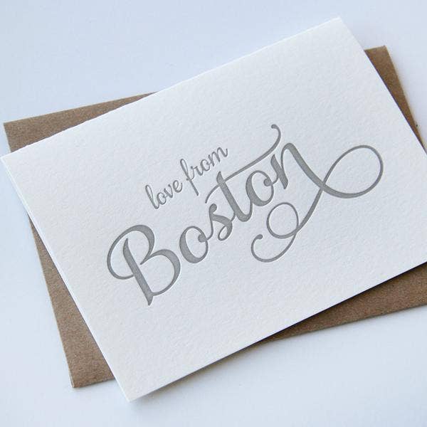 Love from Boston - Carte de vœux régionale Letterpress pour la vente par Steel Petal Press