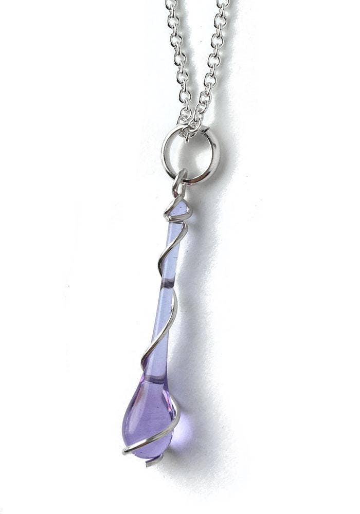Sundrop Jewelry - Wholesale Pendant/Charm Necklace - Lyra Glass Teardrop Pendant Necklace with Silver Spiral14