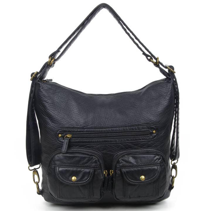 AMPERE CREATIONS - Wholesale Backpack - Women's - Convertible Soft Vegan Leather 3 in 1 Crossbody Backpack Bag12