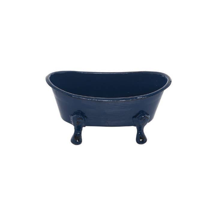 Foreside Home & Garden - Wholesale Bath Soap Dish - Navy Blue Distressed Enamel Bathtub Soap Dish