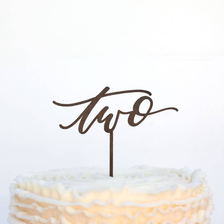 Worthwrite Goods - Wholesale Cake/Cupcake Topper - Two Cake Topper - Natural Finish