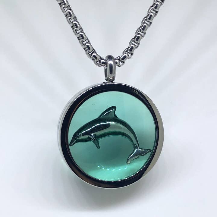Roestvrijstalen hanger omhult de dolfijn voor wholesale door Mystic Blue Jewels