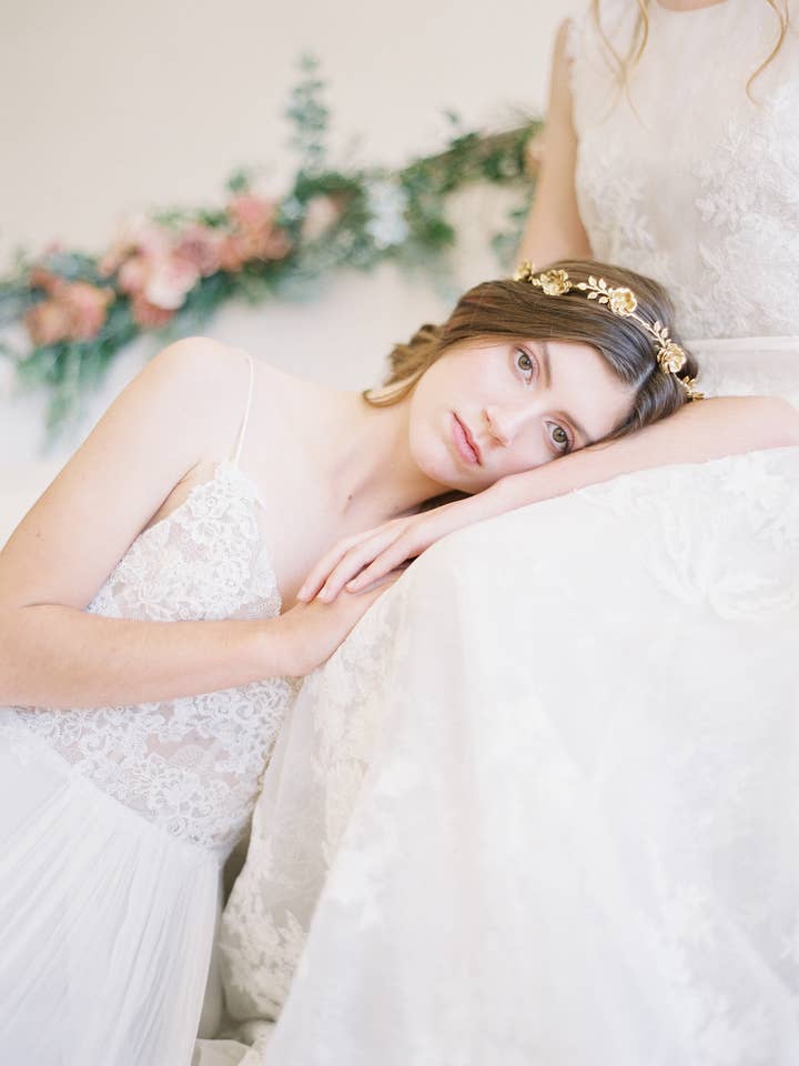 Rose Petal Bridal Crown Headband for wholesale by Acute Designs