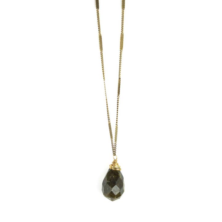 Bella Vita Jewelry – wholesale Pendant/charm necklace – Zara Natural Stone Drop Necklace | Labradorite