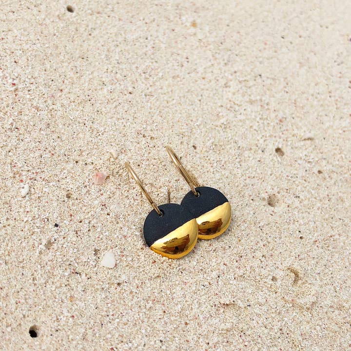Mier Luo Porcelain Jewelry – wholesale Hängande örhängen – Guld doppad platt cirkel örhängen