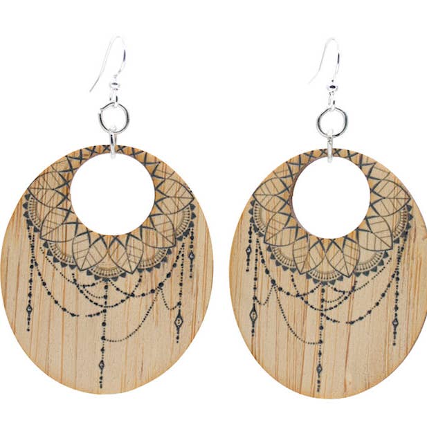 Dreamcatcher Bamboo Earrings for wholesale by Green Tree Jewelry