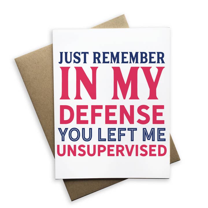 Tiramisu Paperie - Wholesale Friendship Card - In My Defense You Left Me Unsupervised1