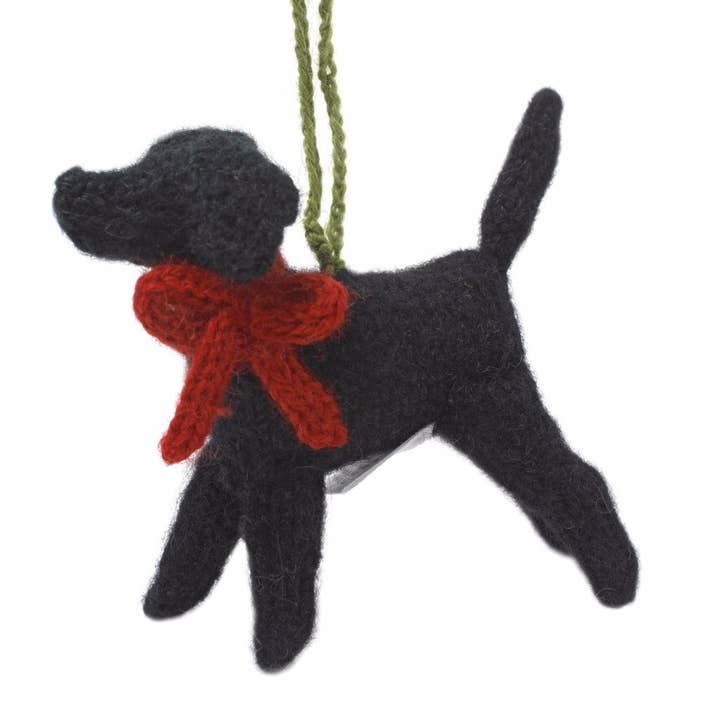 Arcadia Home - Wholesale Ornament - Hand Knit Black Lab Christmas Ornament, Dog Lover Gift