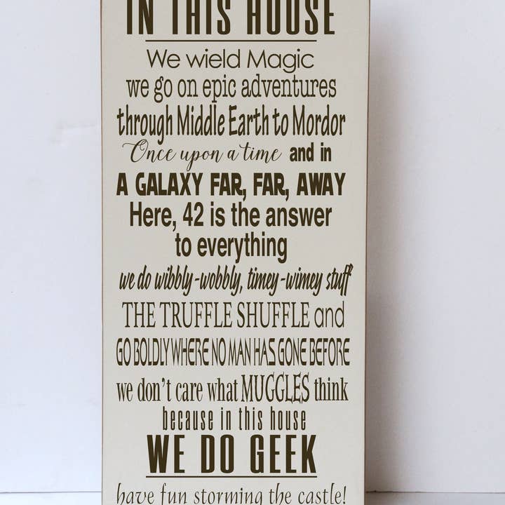 16"x32" In This House We Do Geek Wood Sign for wholesale by Willow and Blush Designs