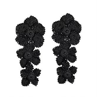 Black Flower Fall Earrings for wholesale by NARA HANDMADE JEWELRY