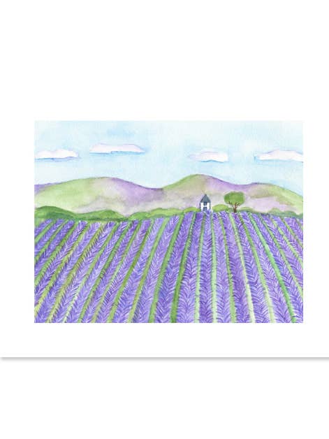 8'' x 10'' Lavender Field Art Print for wholesale by The Lavender Whim