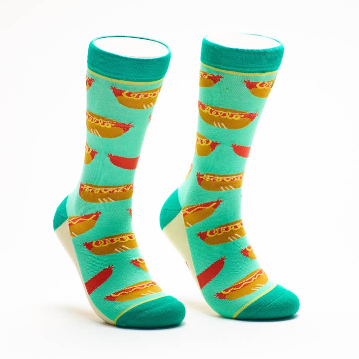 Calcetines de tripulación Hello Hot Dog para venta al por mayor de Woven Pear