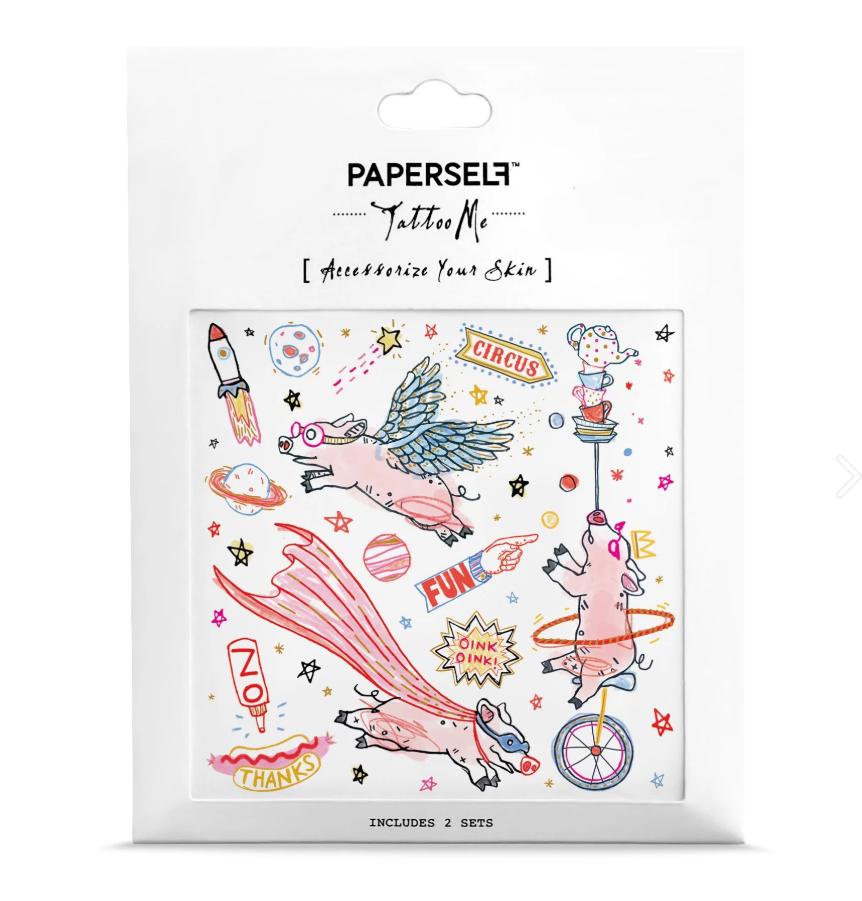 PAPERSELF - Wholesale Temporary Tattoo - Superhero Pigs Temporary Tattoos Stickers1