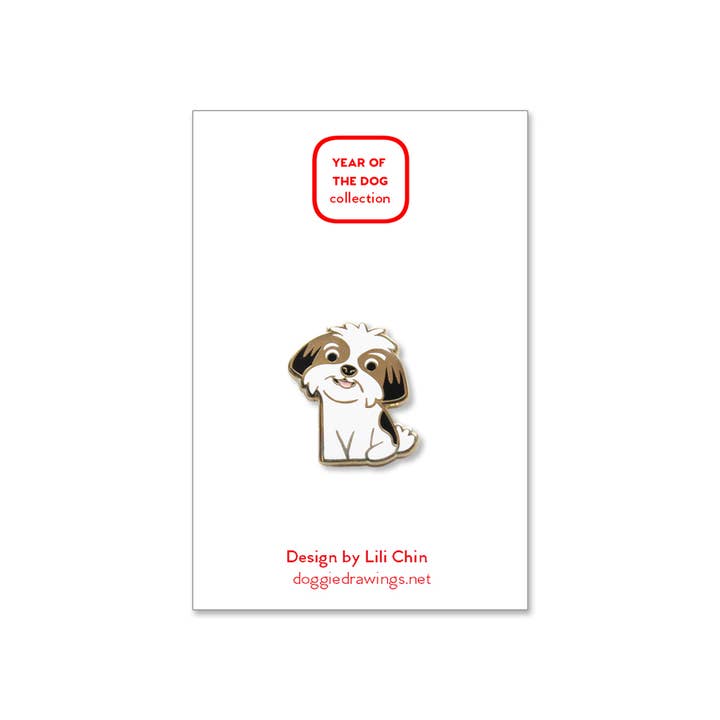 Doggie Drawings - Venta al por mayor Botón/prendedor - Shih TZU/LHasa Apso - Pin esmaltado para perro