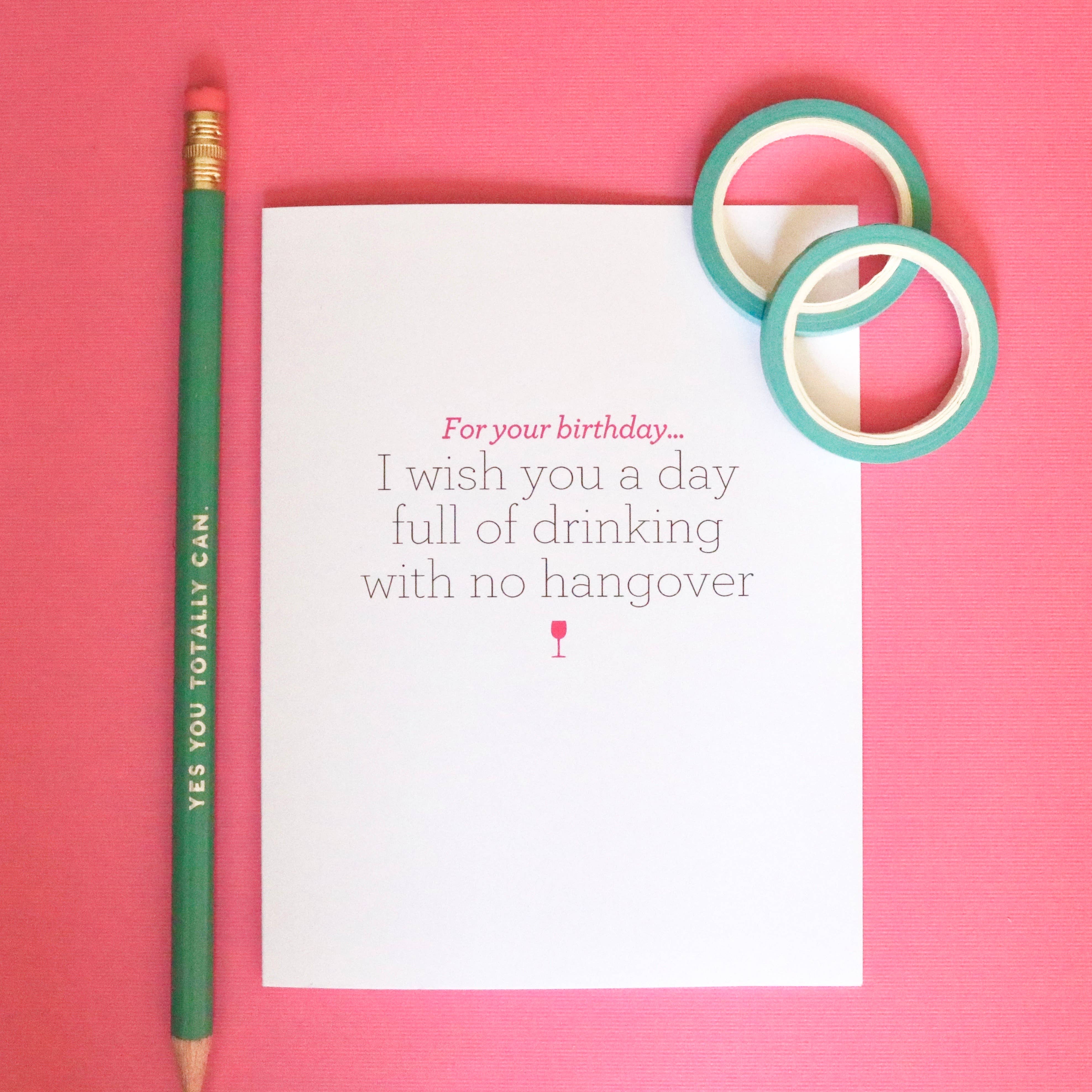 The Card Bureau - Wholesale Birthday Card - No Birthday Hangover Wine Card1