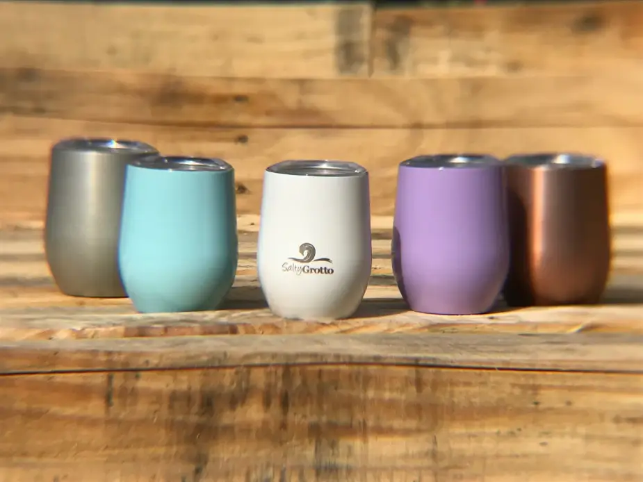 Salty Grotto - Wholesale Insulated Mug/Tumbler - 9 oz Stainless Steel Tumbler - Silver1