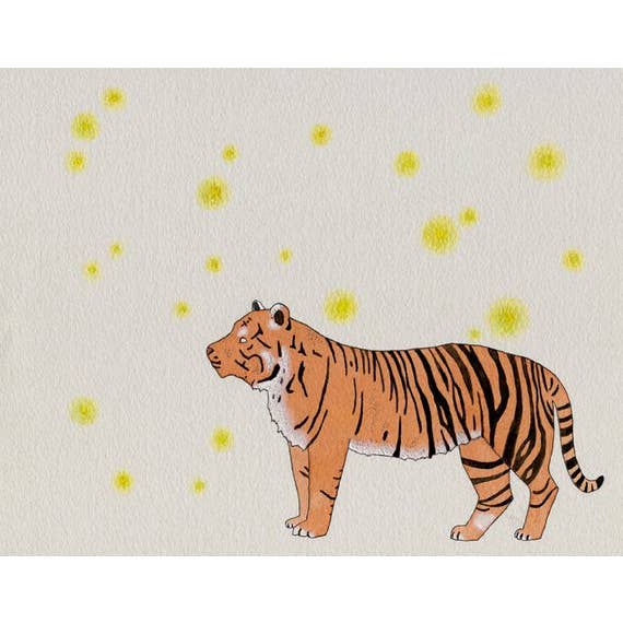 Stampa tigre e lucciole per la vendita all'ingrosso da parte di Sadly Harmless Illustration