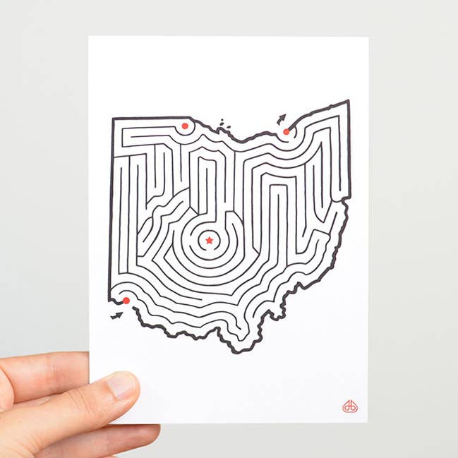 Imaginary Animal – Engroshandel Postkort – 5x7 Ohio Kort State Maze Postkort Print