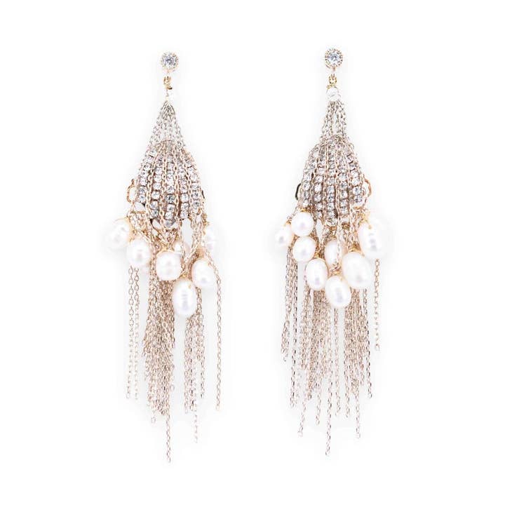 Parel oorbel in waaiervorm voor wholesale door Cupidstone Accessories