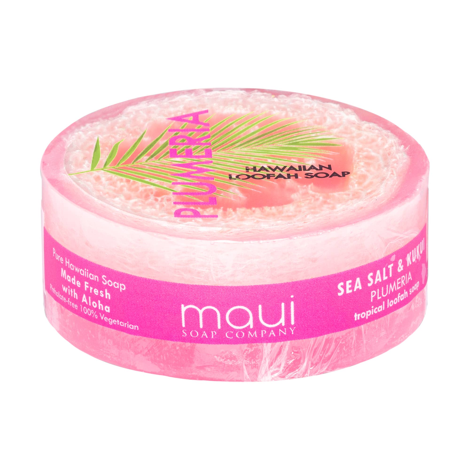 Maui Soap Co. - Wholesale Bar Soap - Plumeria Sea Salt & Kukui Exfoliating Loofah Soap 4.75oz2