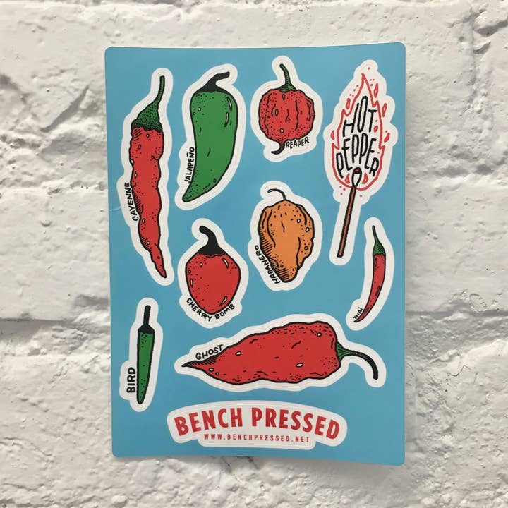 Pepper Sticker Sheet for wholesale by Bench Pressed